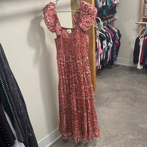 Cleobella Red and Cream Floral Maxi Dress
